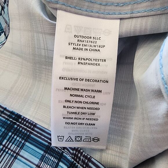 NEW Eddie Bauer Performance blue plaid long sleeve button front shirt size XL - Picture 6 of 7